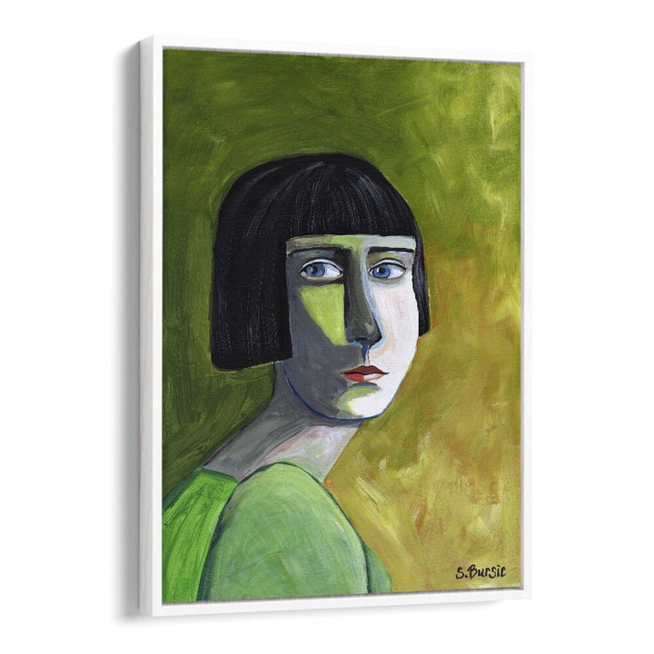 lady with the look women illustration paintings in White Floater Frame