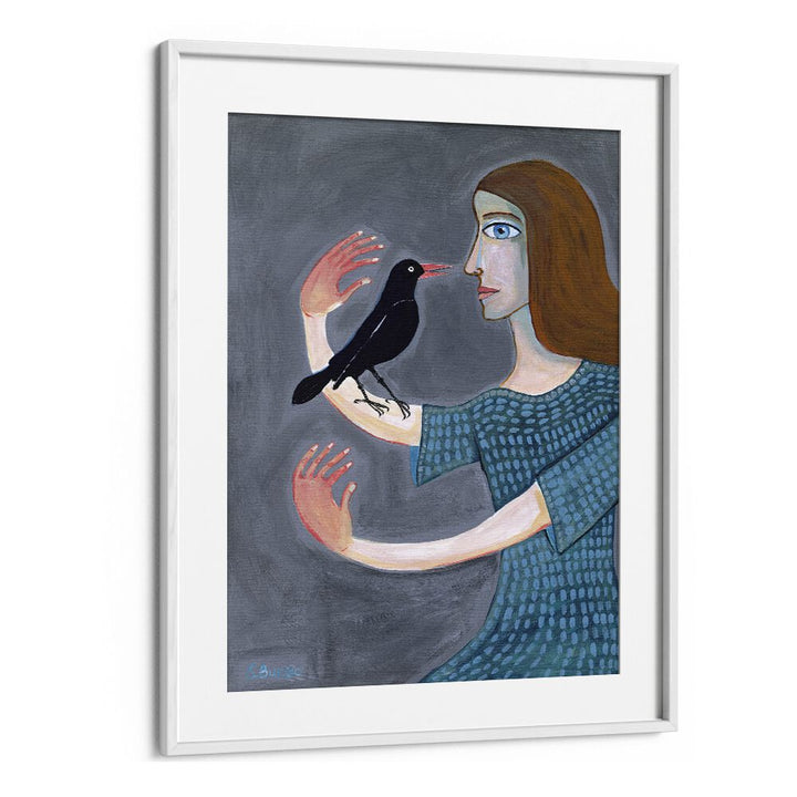 lady with two left handswomen illustration paintings in White Frame With Mount