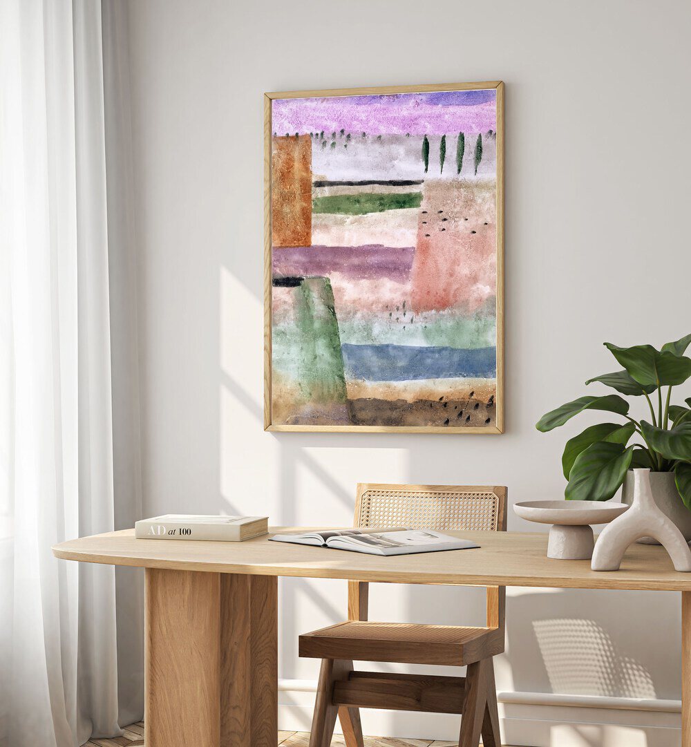 landscape with poplars Vintage paintings Artwork I placed on a wall