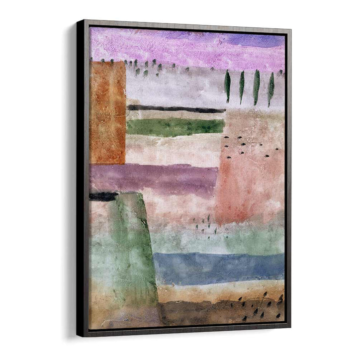 landscape with poplars Vintage paintings in Black Floater Frame