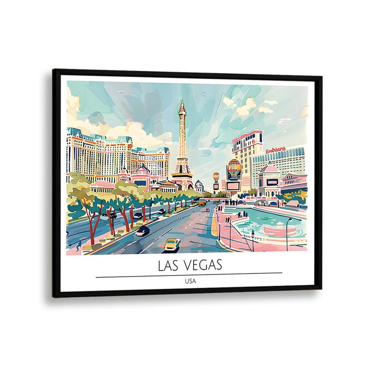 las vegas city-usa travel posters in Black Plain Frame