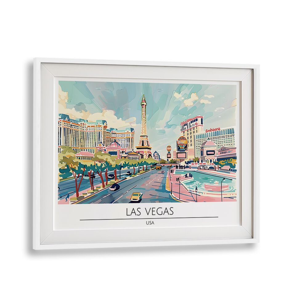 las vegas city-usa travel posters in White Frame With Mount