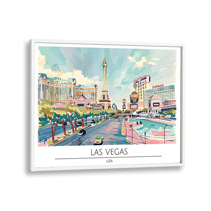 las vegas city-usa travel posters in White Plain Frame