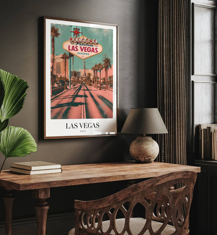 las vegas-usa travel posters Artwork II placed on a Wall 