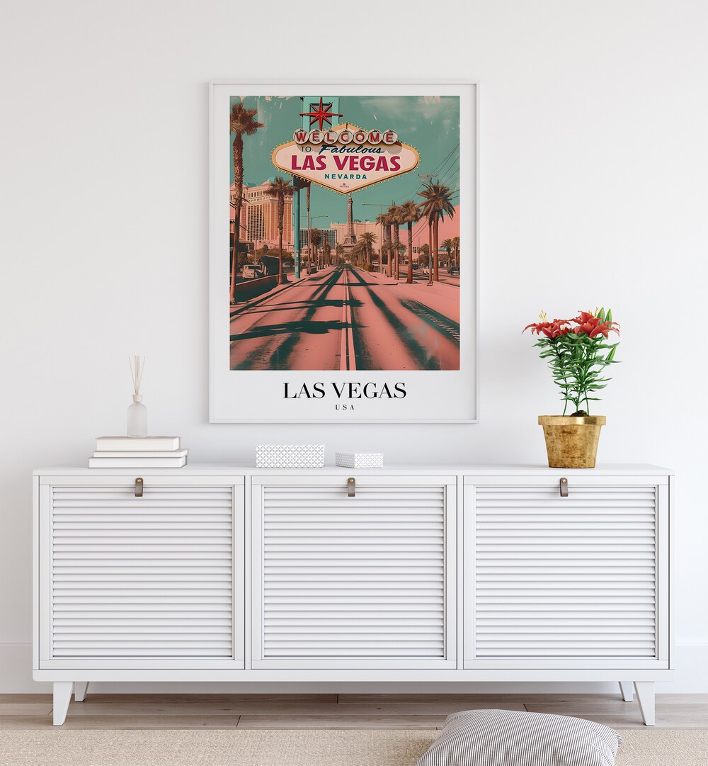 las vegas-usa travel posters Artwork IV placed on a Wall 