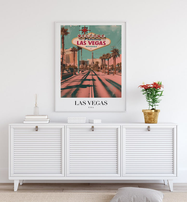 las vegas-usa travel posters Artwork IV placed on a Wall 