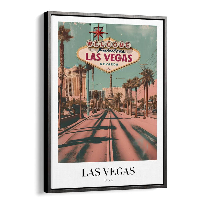 las vegas-usa travel posters in Black Floater Frame