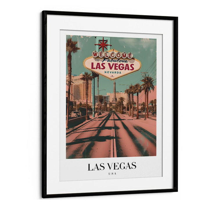 las vegas-usa travel posters in Black Frame With Mount