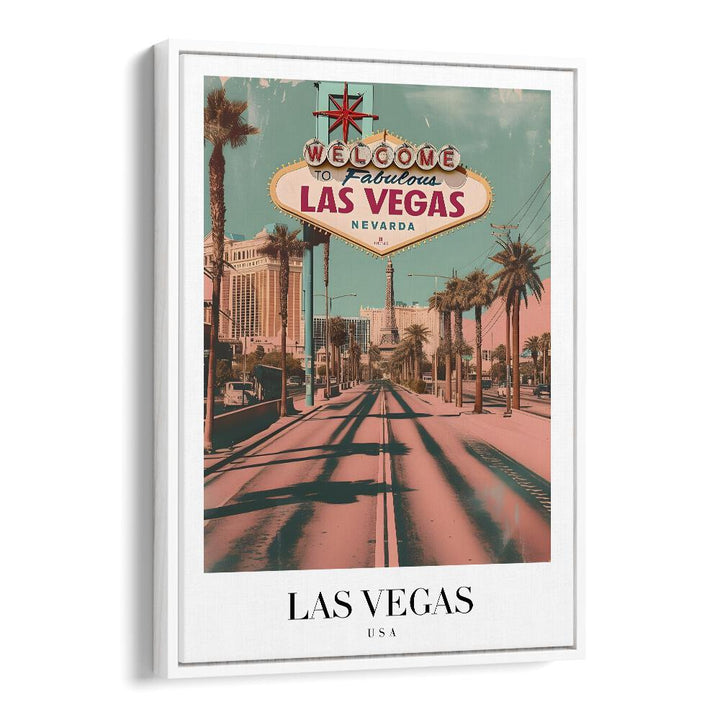 las vegas-usa travel posters in White Floater Frame