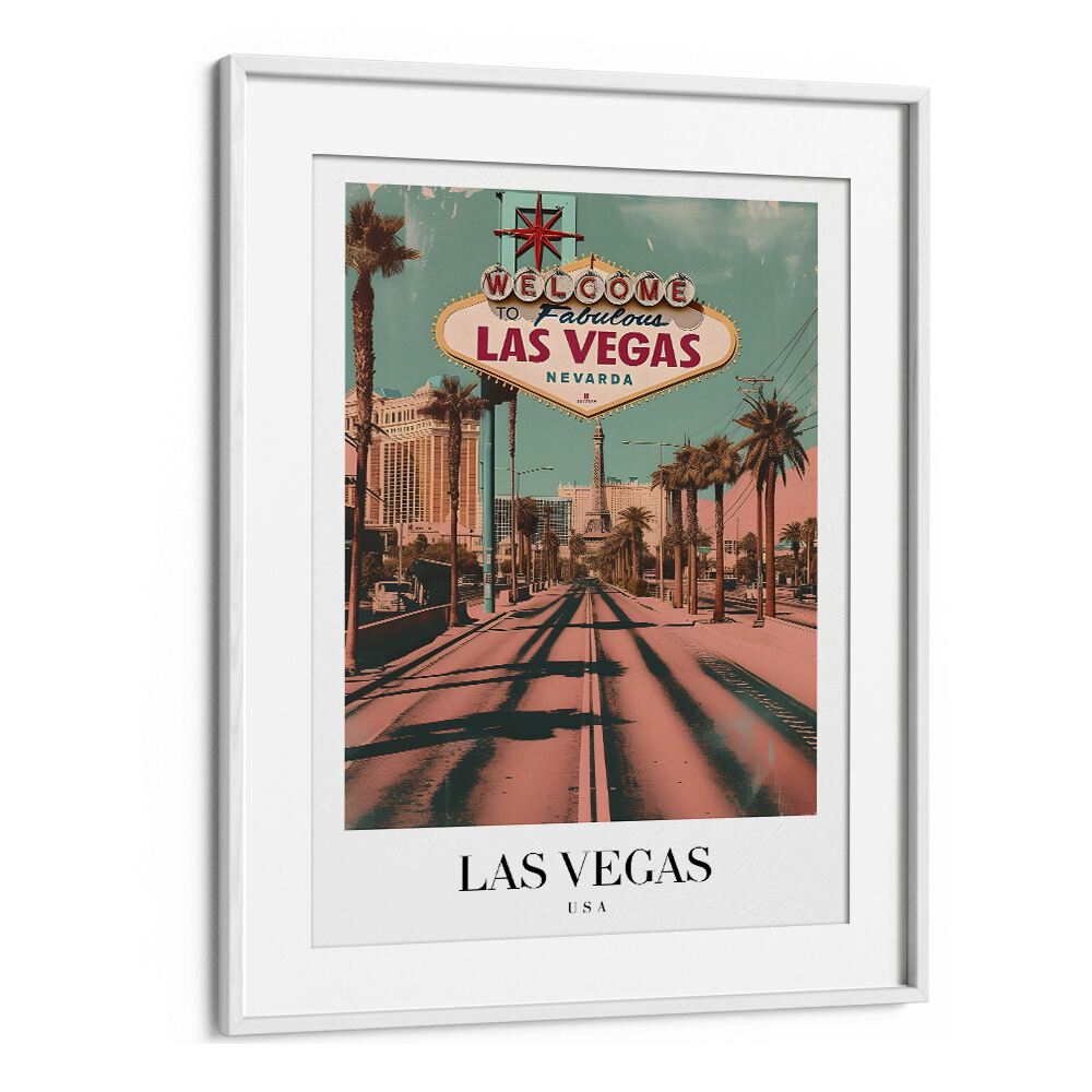 las vegas-usa travel posters in White Frame With Mount