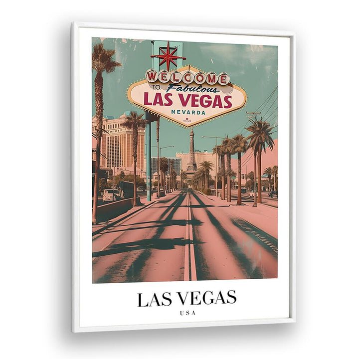 las vegas-usa travel posters in White Plain Frame