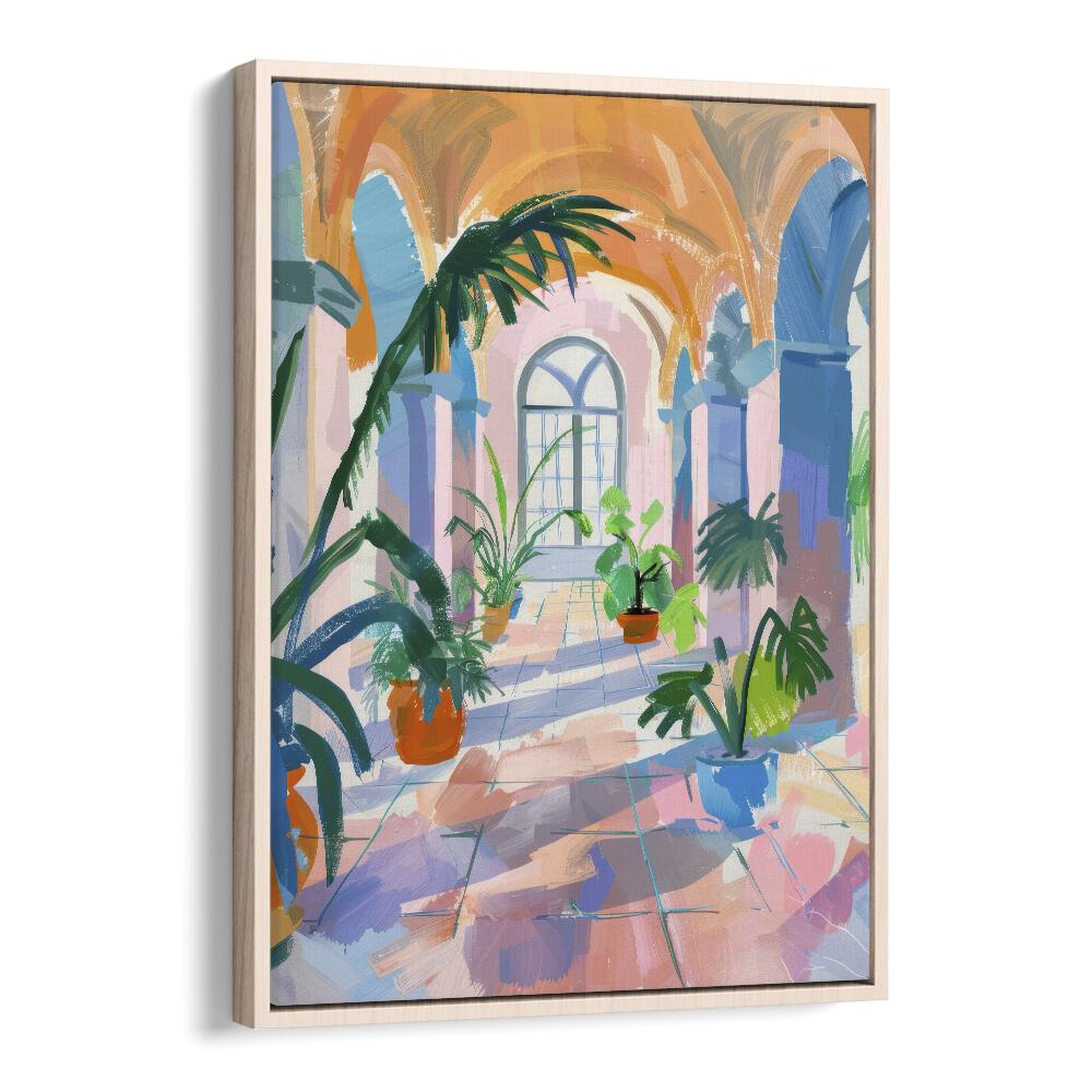 leafy sanctuary electric wall art prints in Oak Wood Floater Frame