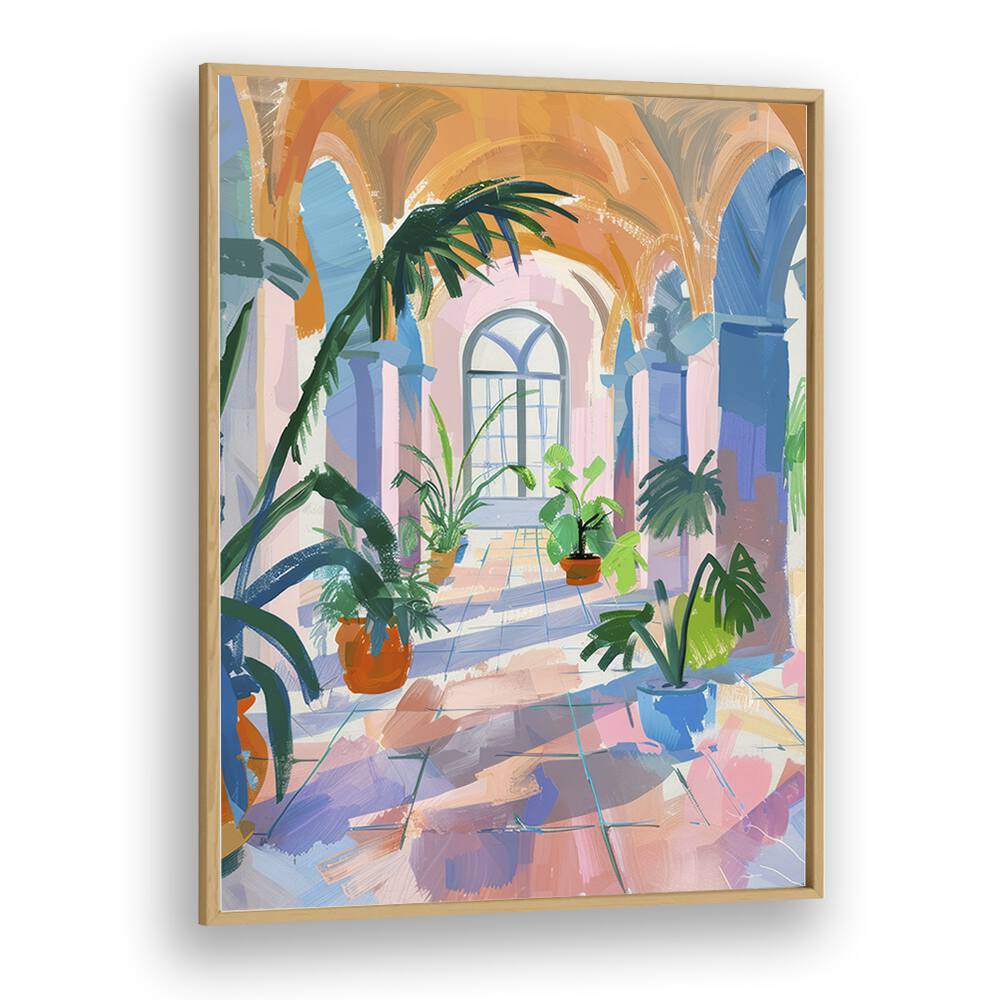 leafy sanctuary electric wall art prints in Oak Wood Plain Frame