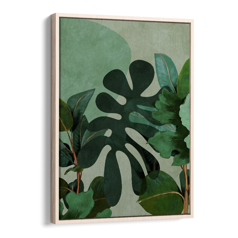 leaves more viii kopie by ana rut bre botanical art prints in Oak Wood Floater Frame