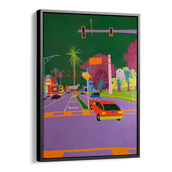 left turn landscape art prints in Black Floater Frame