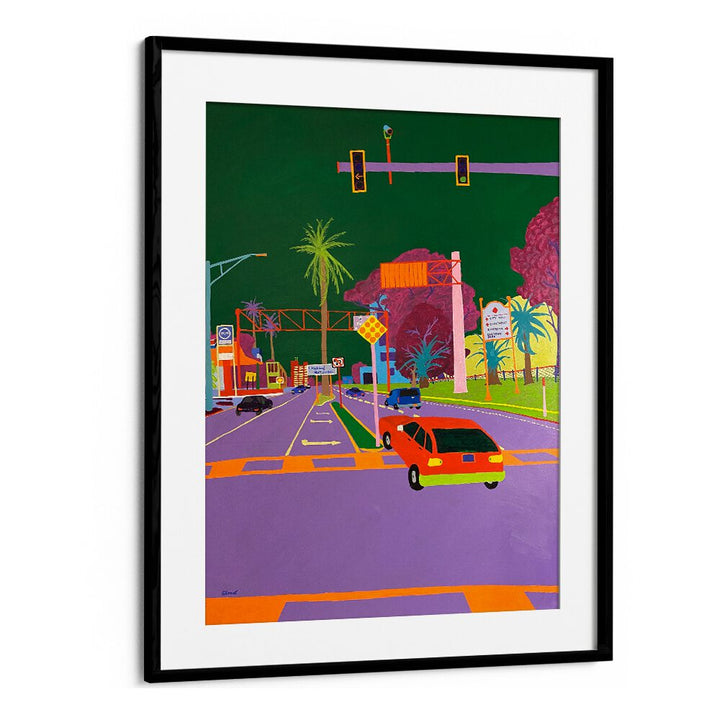 left turn landscape art prints in Black Frame With Mount