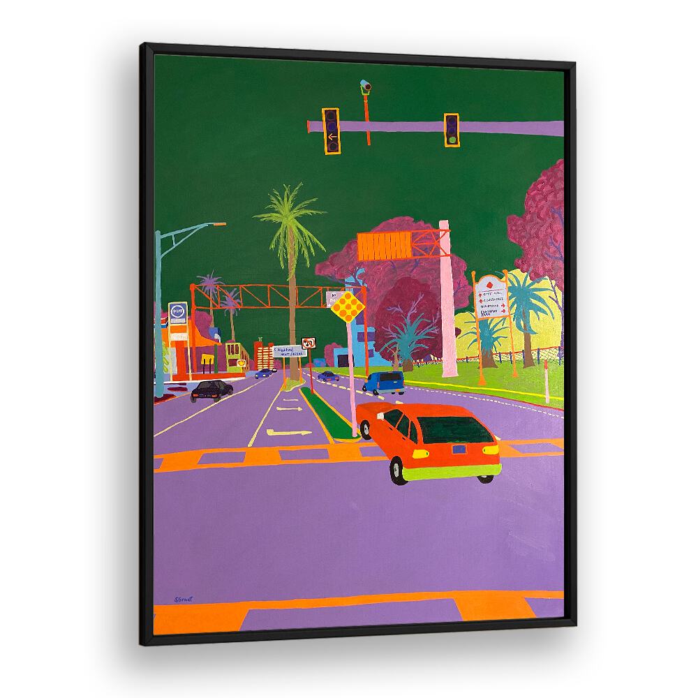 left turn landscape art prints in Black Plain Frame