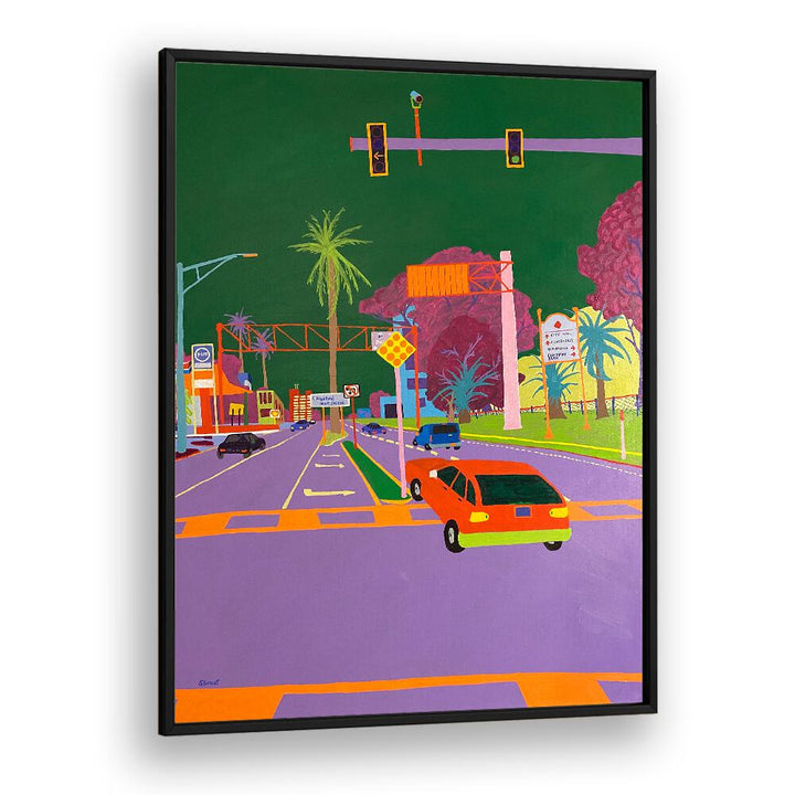 left turn landscape art prints in Black Plain Frame