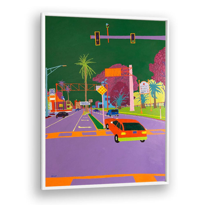 left turn landscape art prints in White Plain Frame