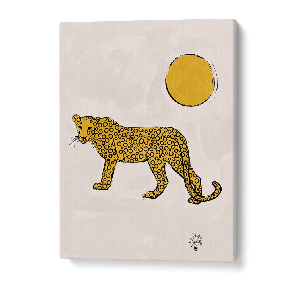 leopard and sun wildlife paintings in Gallery Wrap