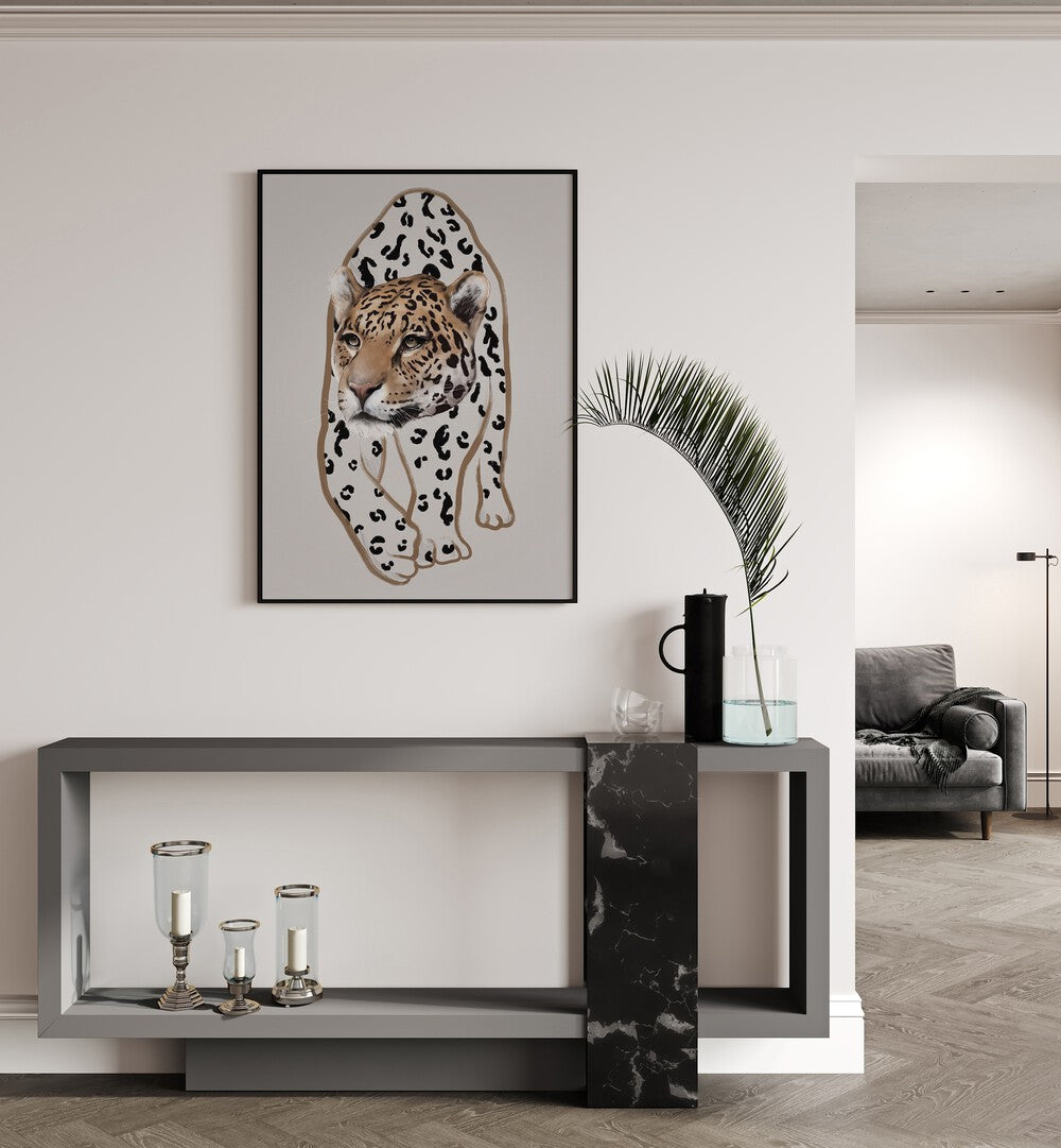 leopardo no.i by gabriella roberg wildlife paintings wildlife posters Artwork III placed on a wall