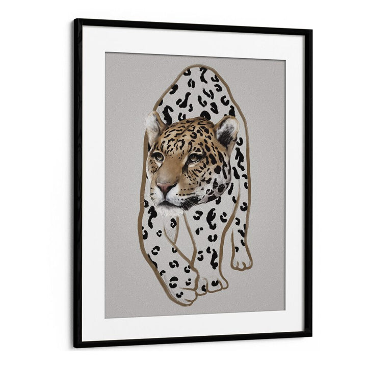 leopardo no.i by gabriella roberg wildlife paintings wildlife posters in Black Frame With Mount