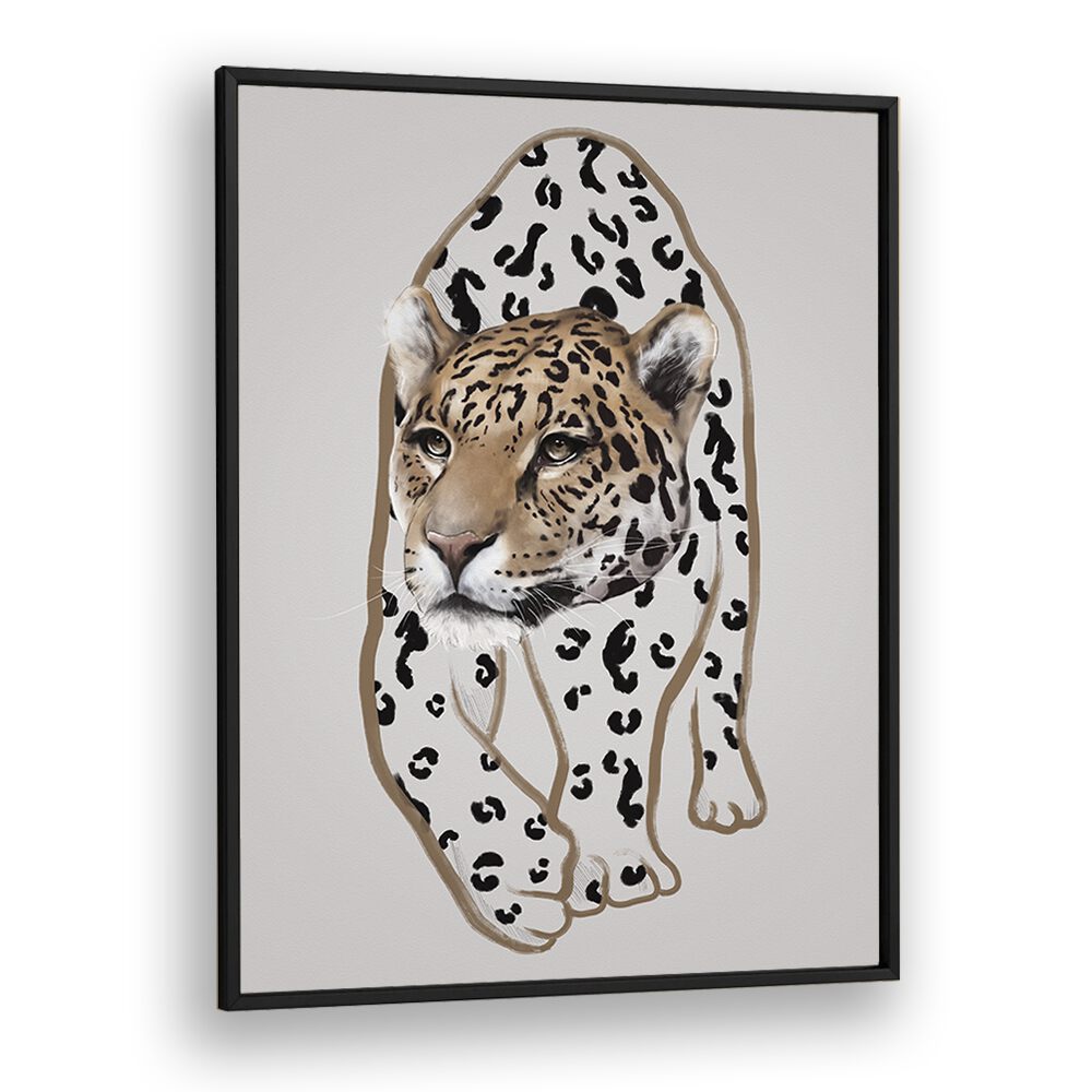 leopardo no.i by gabriella roberg wildlife paintings wildlife posters in Black Plain Frame