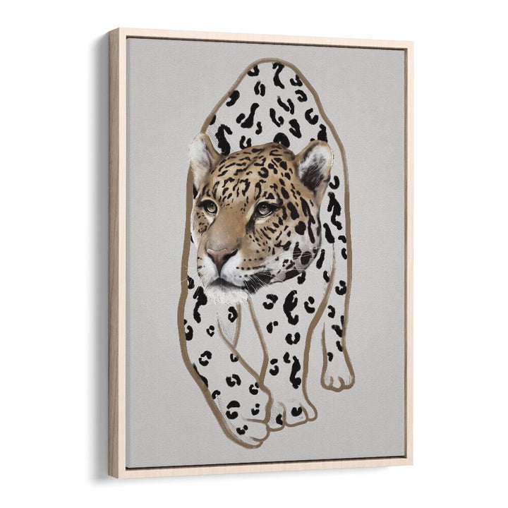 leopardo no.i by gabriella roberg wildlife paintings wildlife posters in Oak Wood Floater Frame