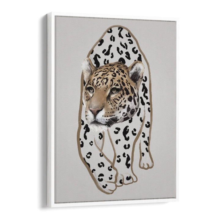 leopardo no.i by gabriella roberg wildlife paintings wildlife posters in White Floater Frame