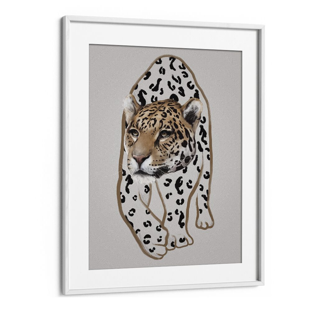 leopardo no.iby gabriella roberg wildlife paintings wildlife posters in White Frame With Mount