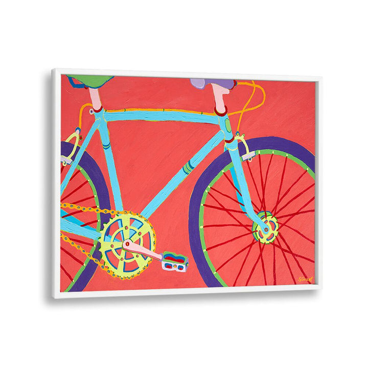 let's go for a bike ride landscape art prints in White Plain Frame