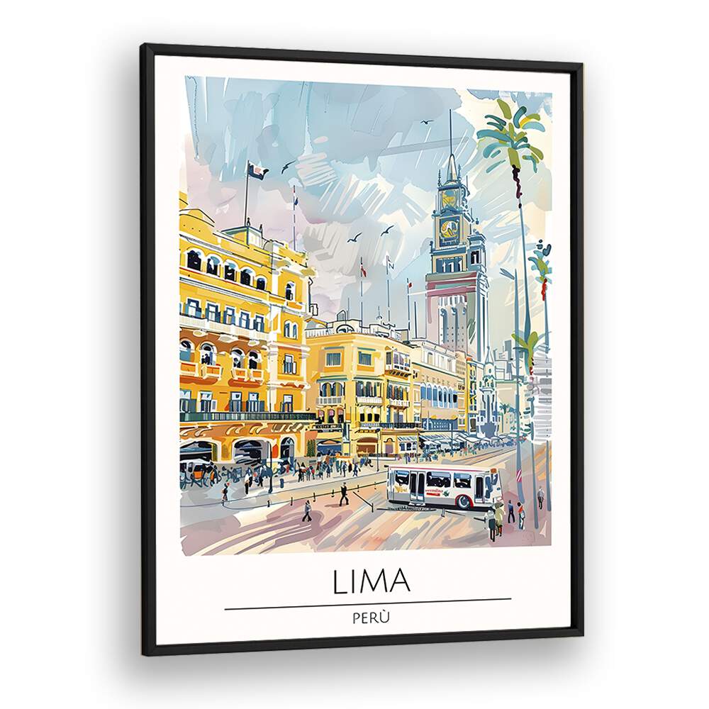 lima-peru travel posters in Black Plain Frame