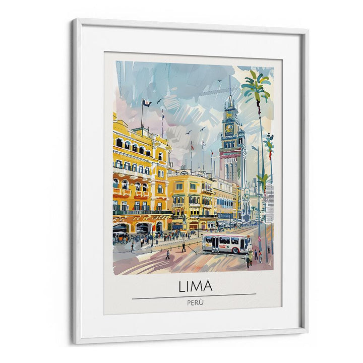 lima-peru travel posters in White Frame With Mount