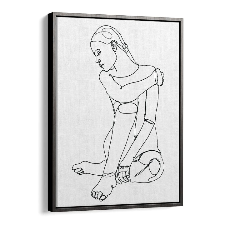 line drawing of woman ii women illustration paintings in Black Floater Frame