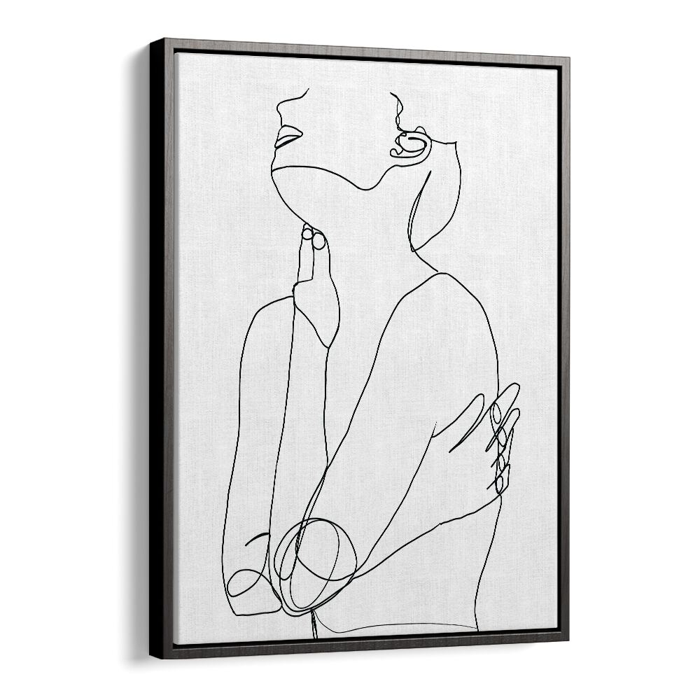 line drawing of woman iii women illustration paintings in Black Floater Frame