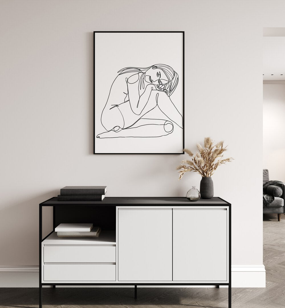 line drawing of woman iv women illustration paintings Artwork I placed on a wall