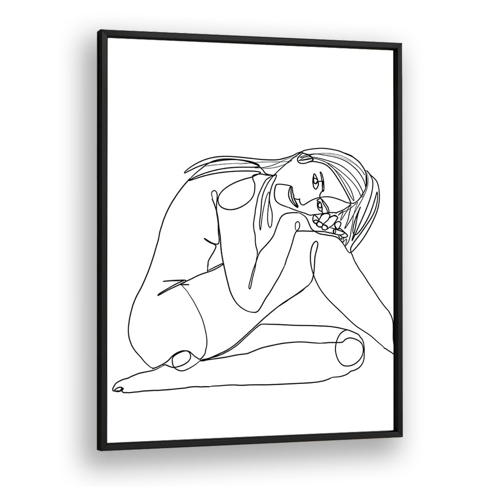 line drawing of woman iv women illustration paintings in Black Plain Frame