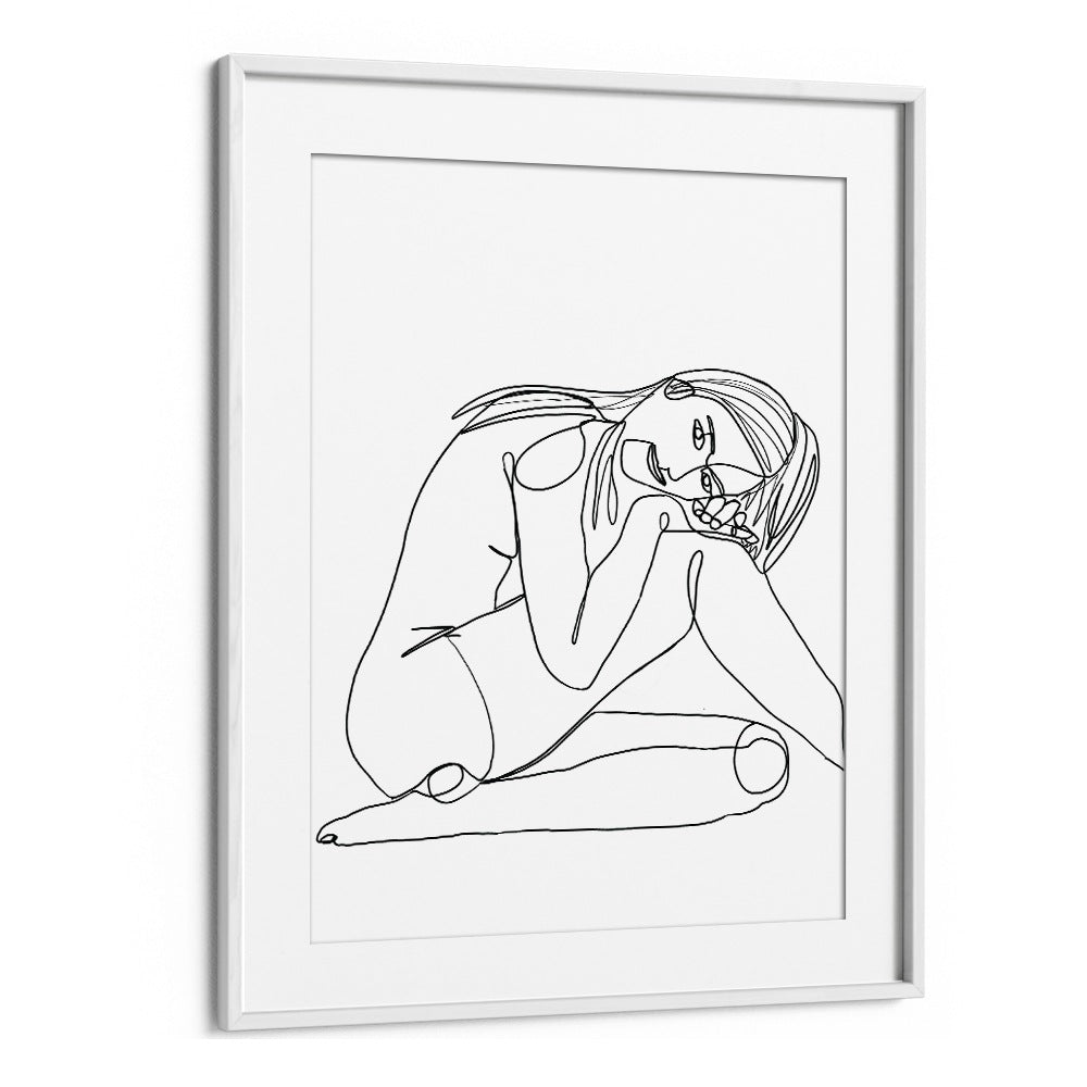 line drawing of woman ivwomen illustration paintings in White Frame With Mount