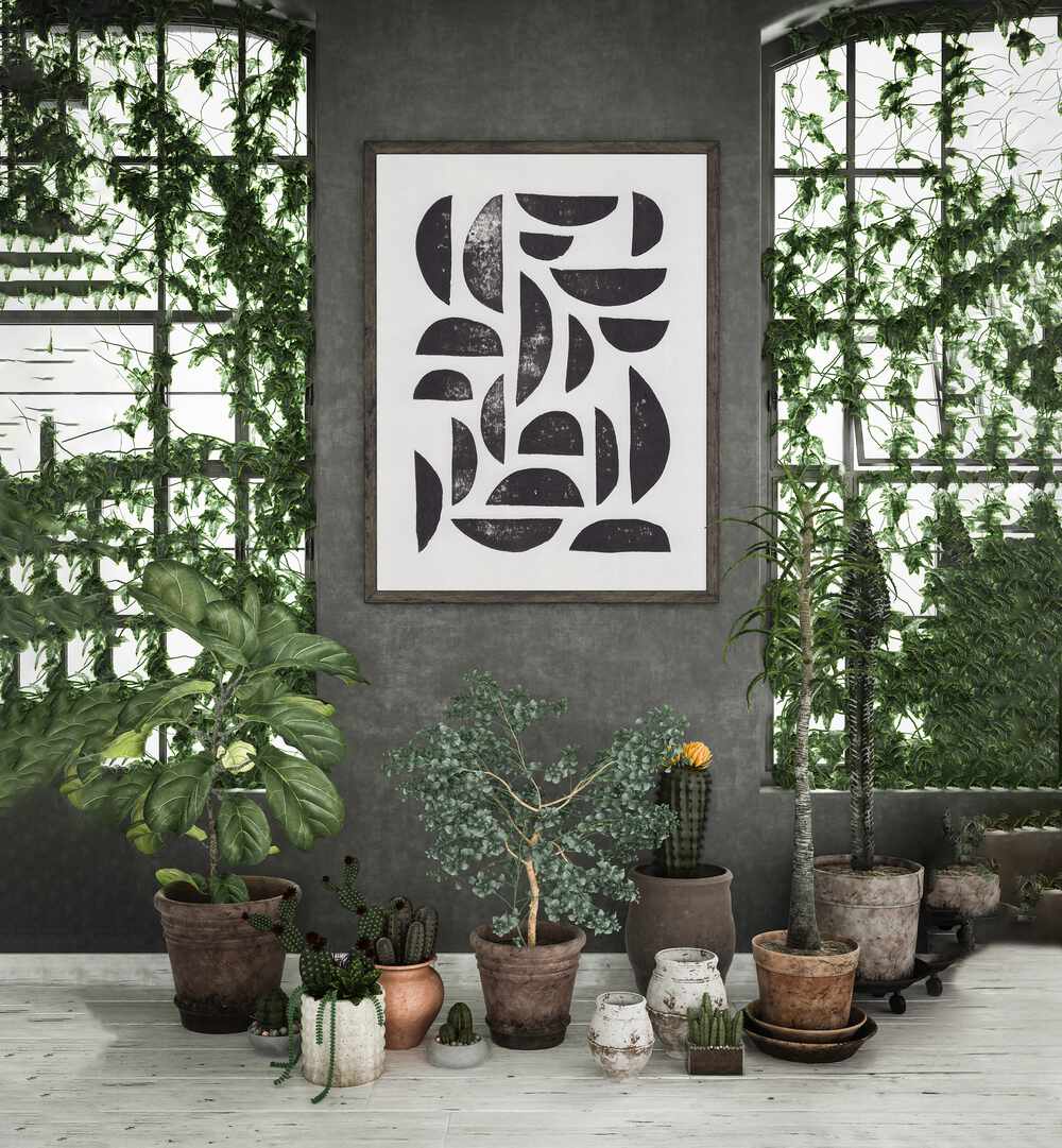 linocut abstract VII by alisa galitsyna abstract art abstract paintings Artwork II placed on a wall