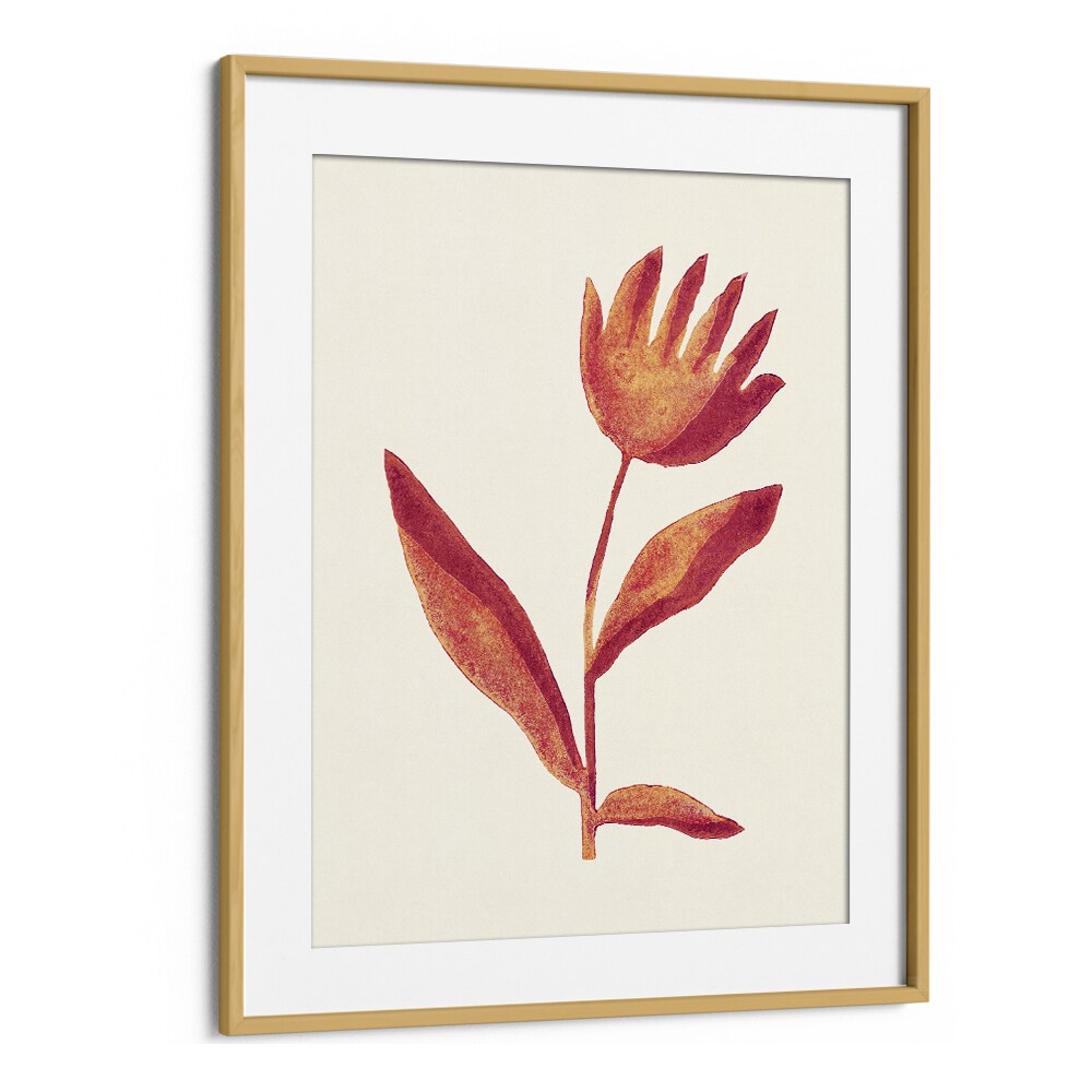 linocut flower viva magenta by alisa galitsyna botanical art prints in Oak Wood Frame With Mount