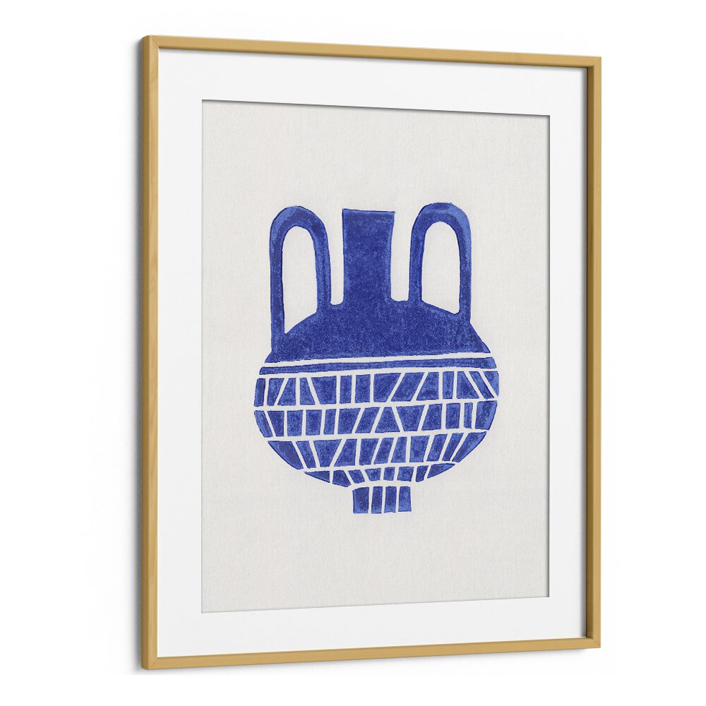 linocut vase VI by alisa galitsyna geometric art prints geometric paintings in Oak Wood Frame With Mount