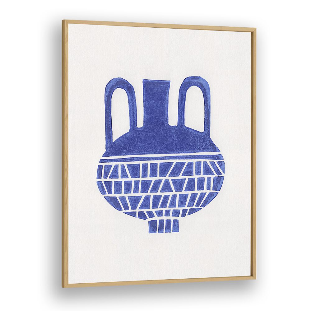 linocut vase VI by alisa galitsyna geometric art prints geometric paintings in Oak Wood Plain Frame