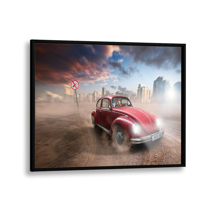 lipstic crimes car poster in Black Plain Frame