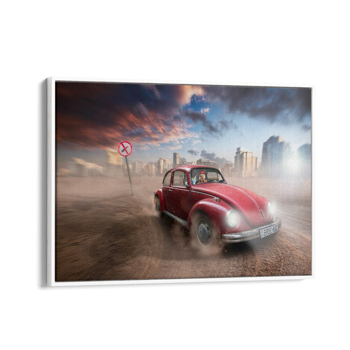 lipstic crimes car poster in White Floater Frame