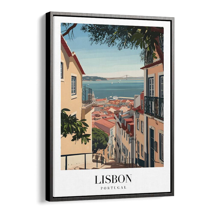 lisbon-portugal I travel posters in Black Floater Frame