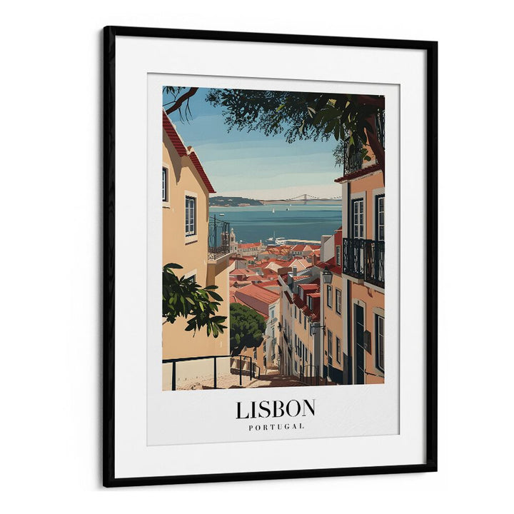 lisbon-portugal I travel posters in Black Frame With Mount