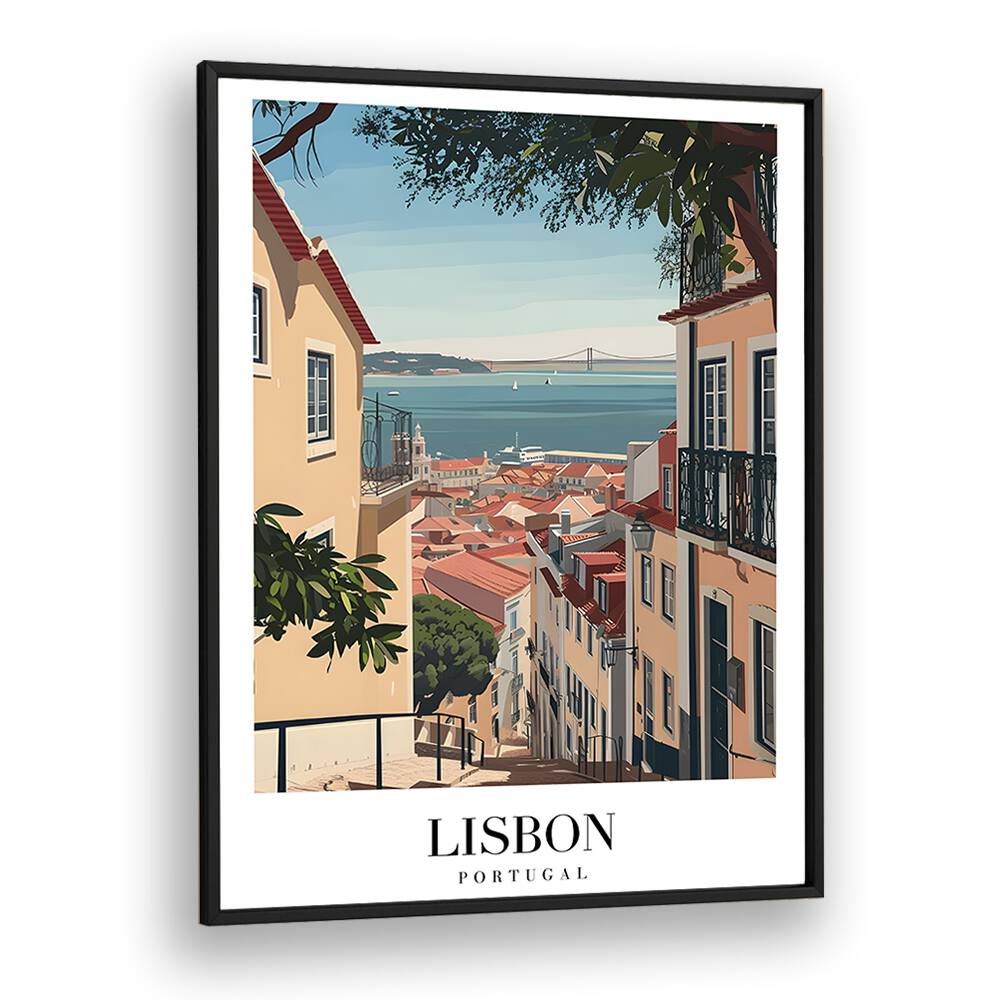 lisbon-portugal I travel posters in Black Plain Frame