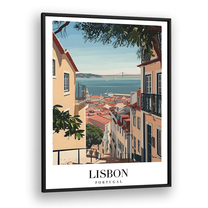 lisbon-portugal I travel posters in Black Plain Frame