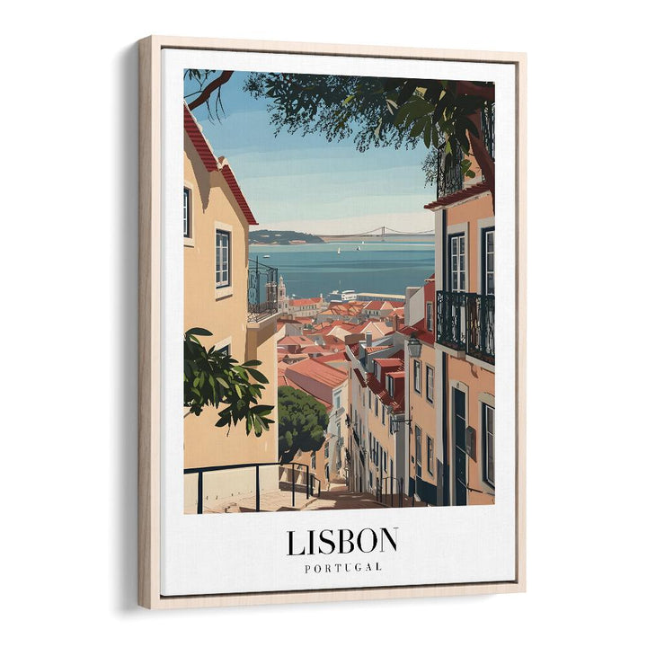 lisbon-portugal I travel posters in Oak Wood Floater Frame