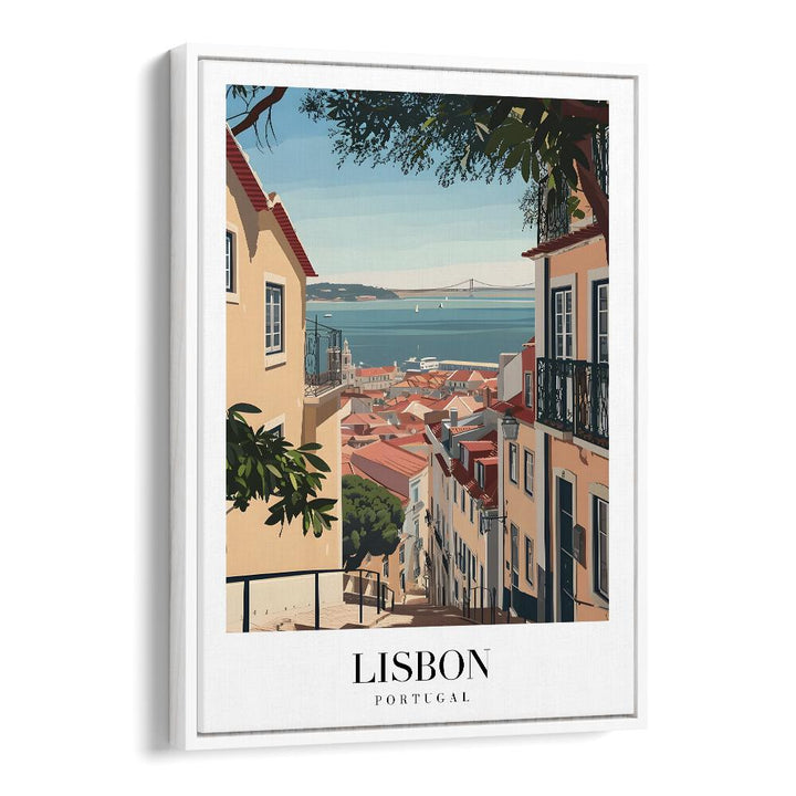 lisbon-portugal I travel posters in White Floater Frame
